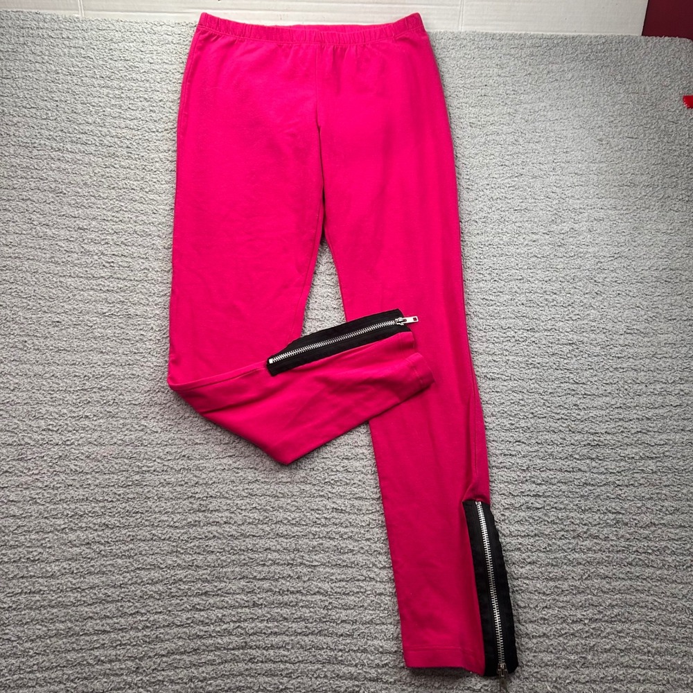 Vtg Wet Seal Leggings Ankle Zip Hot Pink L Y2K McBling Indie Streetwear USA made